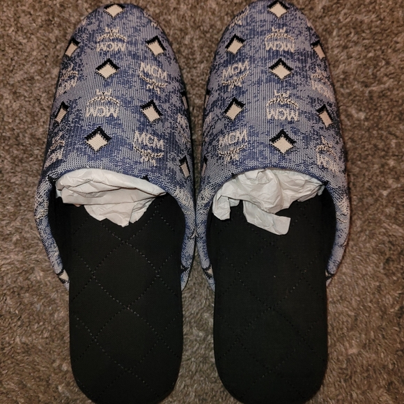 MCM Womens Vintage Blue Monogram Slides - Picture 6 of 16